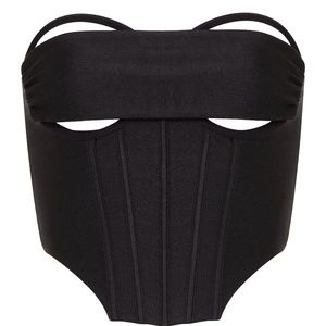 LEAU UMBRA SATIN CORSET TOP - BLACK